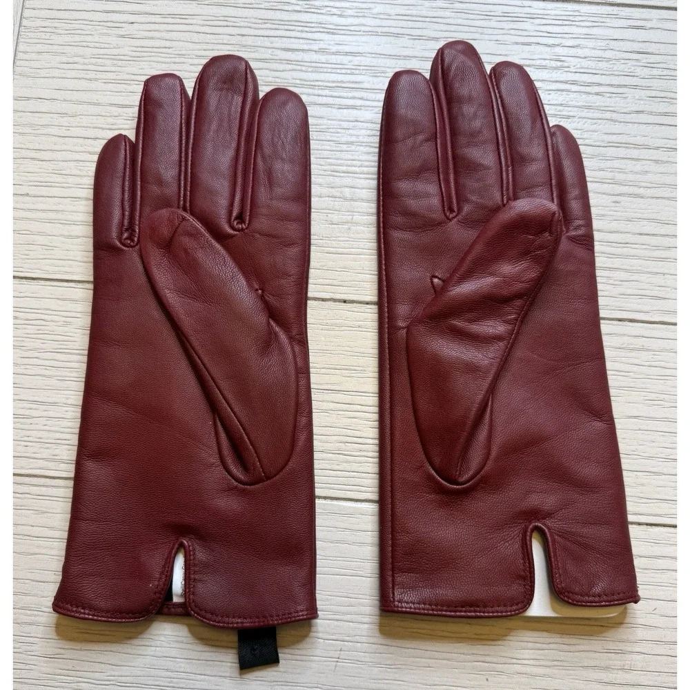 Isotoner Smart Touch S Women Wine Red Leather Gloves Orig. $58 New In Box. Glam - Picture 4 of 8
